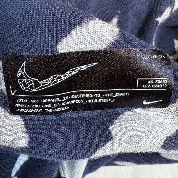 Nike Sportswear Club French Terry Pullover Hoodie Blue and White Tie Dye - - Picture 10 of 12